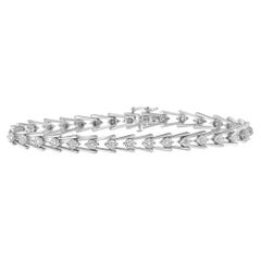 Sterling Silber 1/2 Karat Diamant Wave Style Gliederarmband aus Sterlingsilber