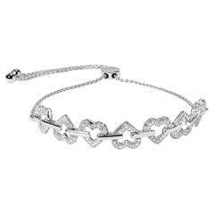 Verstellbares Bolo-Armband aus Sterlingsilber 1/2 Cttw Diamant Alternating Herzgliedern