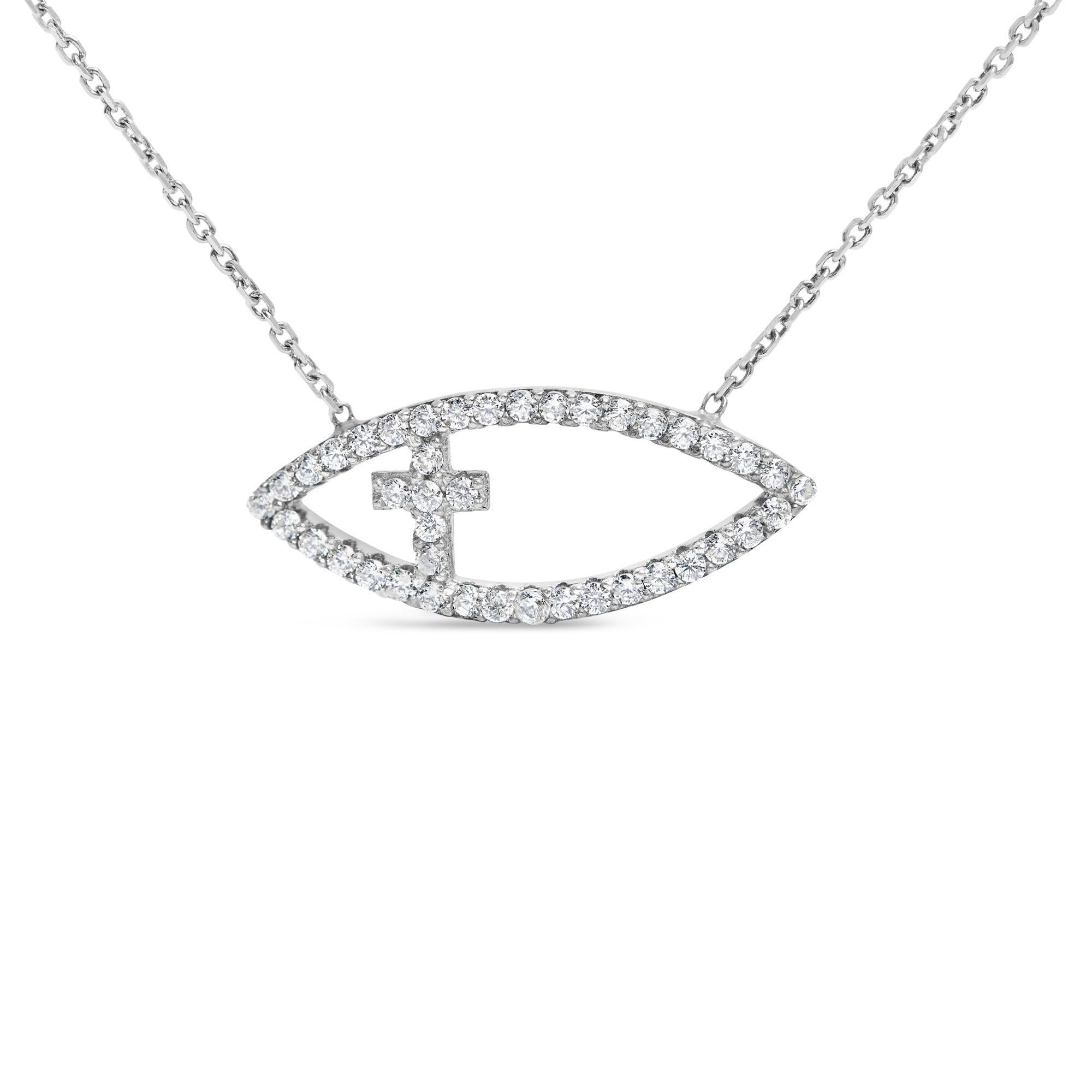 Impreziosisci la tua essenza con protezione ed eleganza con questa collana in argento 925 rodiato, caratterizzata da un'armoniosa combinazione di simboli spirituali: una delicata croce e il vigile malocchio. Ogni pendente, squisitamente lavorato, è