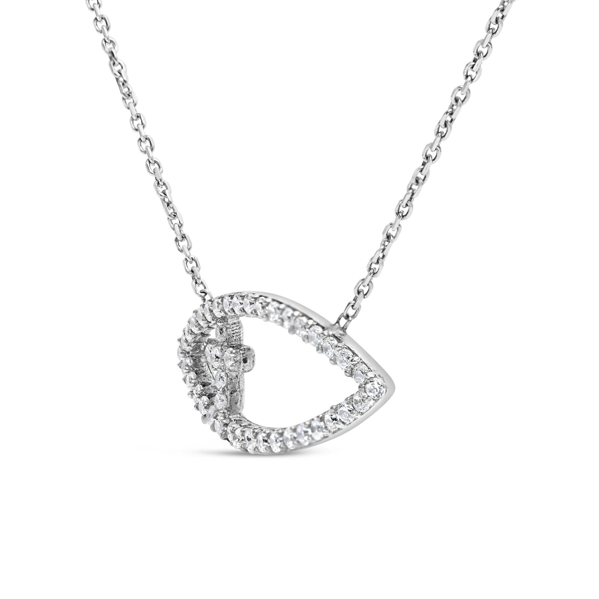 Moderno Collana con ciondolo in argento sterling con croce di diamanti da 1/2 carato e malocchio da 18 pollici in vendita