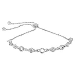 Bolo-Armband aus Sterlingsilber, 1/2 Karat Diamant, abwechselnd Kreis und Kite-Glieder