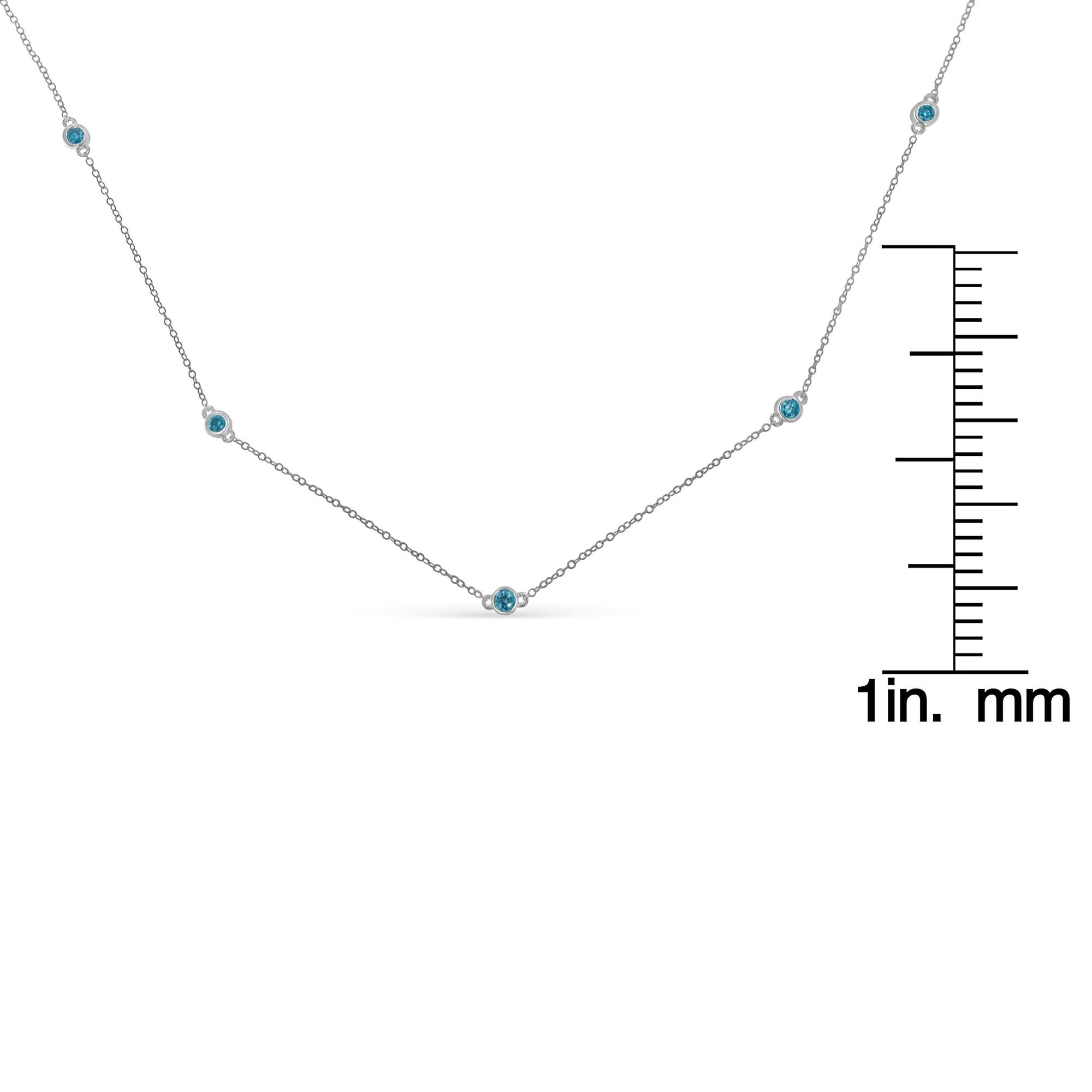 Donna Collana con diamanti blu trattati in argento Sterling 1/2ct TDW 'I2-I3' in vendita