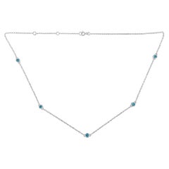 Sterling Silver 1/2ct TDW Treated Blue Diamond Station Necklace 'I2-I3'