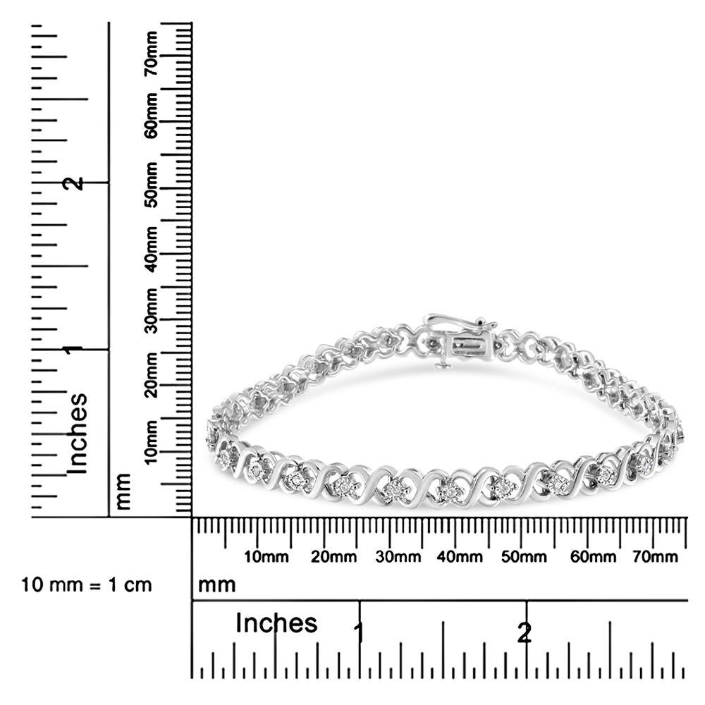 Sterling Silver 1/3 Carat Miracle Plate Round-Cut Diamond Infinity Link Bracelet In New Condition For Sale In New York, NY