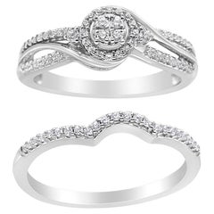 Sterling Silber 1/3 Cttw Composite Diamond Frame Bypass Bridal Set Ring und Band