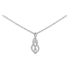 Sterling Silver 1/3 Cttw Diamond Swirl Teardrop Pendant Necklace