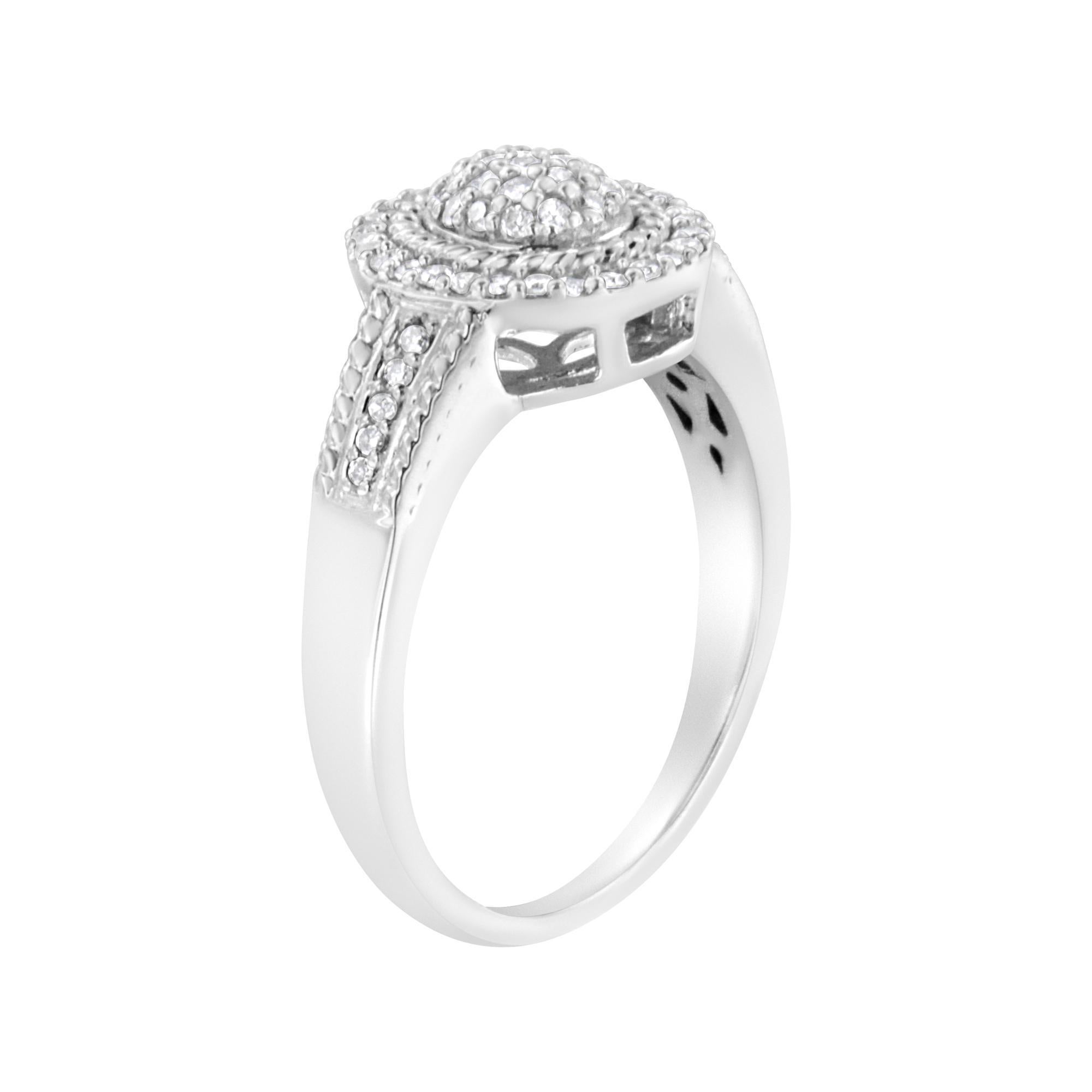 For Sale:  Sterling Silver 1/3 Cttw Pave Set Round-Cut Diamond Braided Halo Cocktail Ring 2
