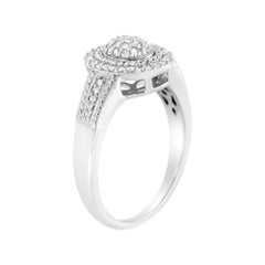 Sterling Silver 1/3 Cttw Pave Set Round-Cut Diamond Braided Halo Cocktail Ring