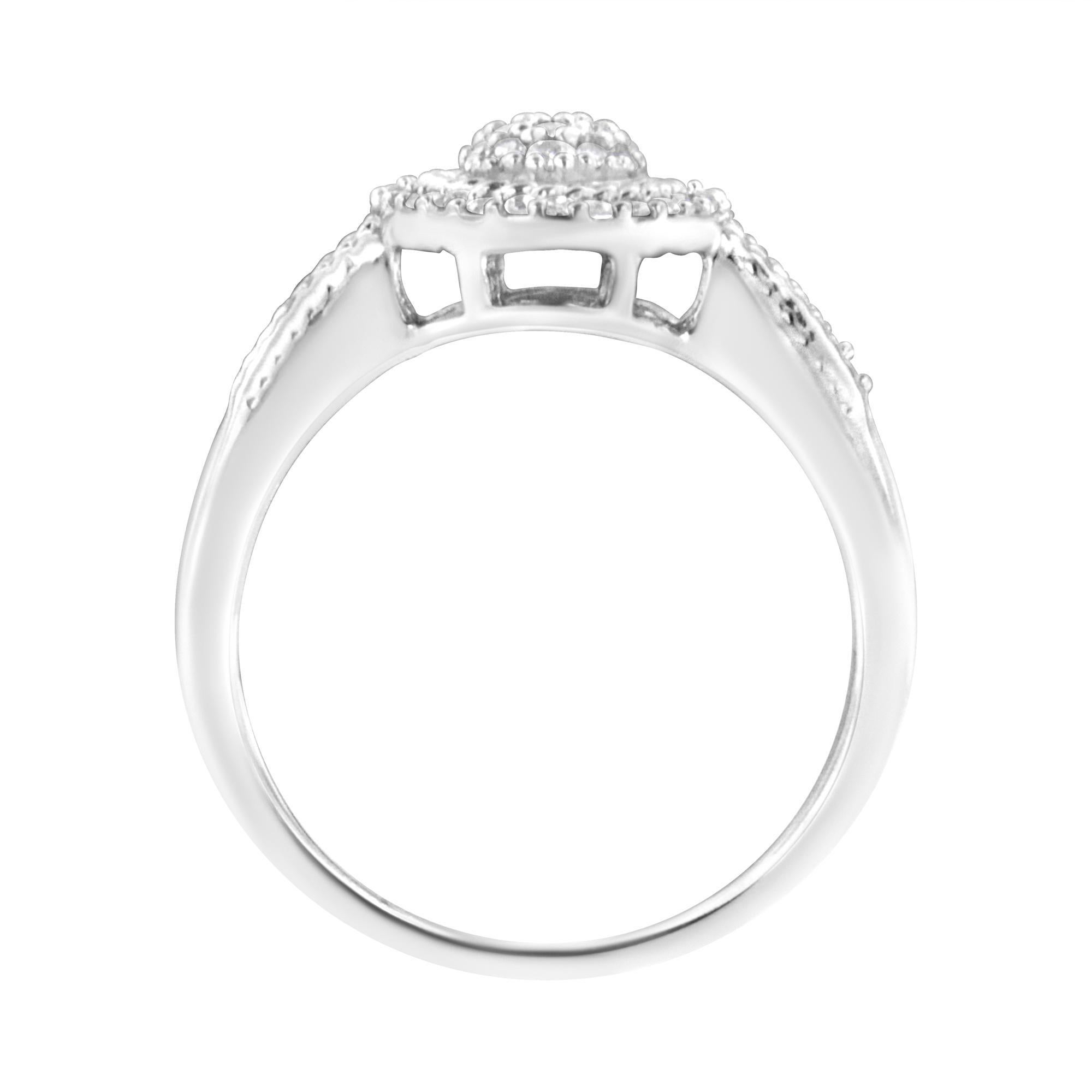 For Sale:  Sterling Silver 1/3 Cttw Pave Set Round-Cut Diamond Braided Halo Cocktail Ring 3