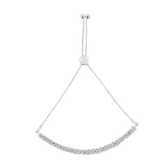 Sterling Silver 1/4 Carat Miracle-Set Diamond Adjustable Bolo Tennis Bracelet