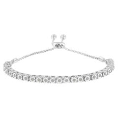 Bracelet Tennis Bolo ajustable en argent sterling avec diamants sertis miracles de 1/4 carat