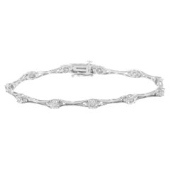 Sterling Silver 1/4 Ct Diamond Miracle-Set Flared-Bar Link-Style Tennis Bracelet
