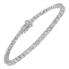 .925 Bracciale Tennis in argento 925 con diamanti da 1/4 di carato incastonati a miracolo