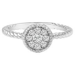 Sterling Silver 1/4 Cttw Diamond Floral Round Braided Ring