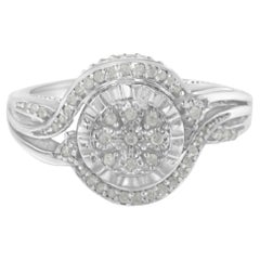 Anello di fidanzamento da cocktail in argento sterling con diamante a raggiera da 1/4 di carato