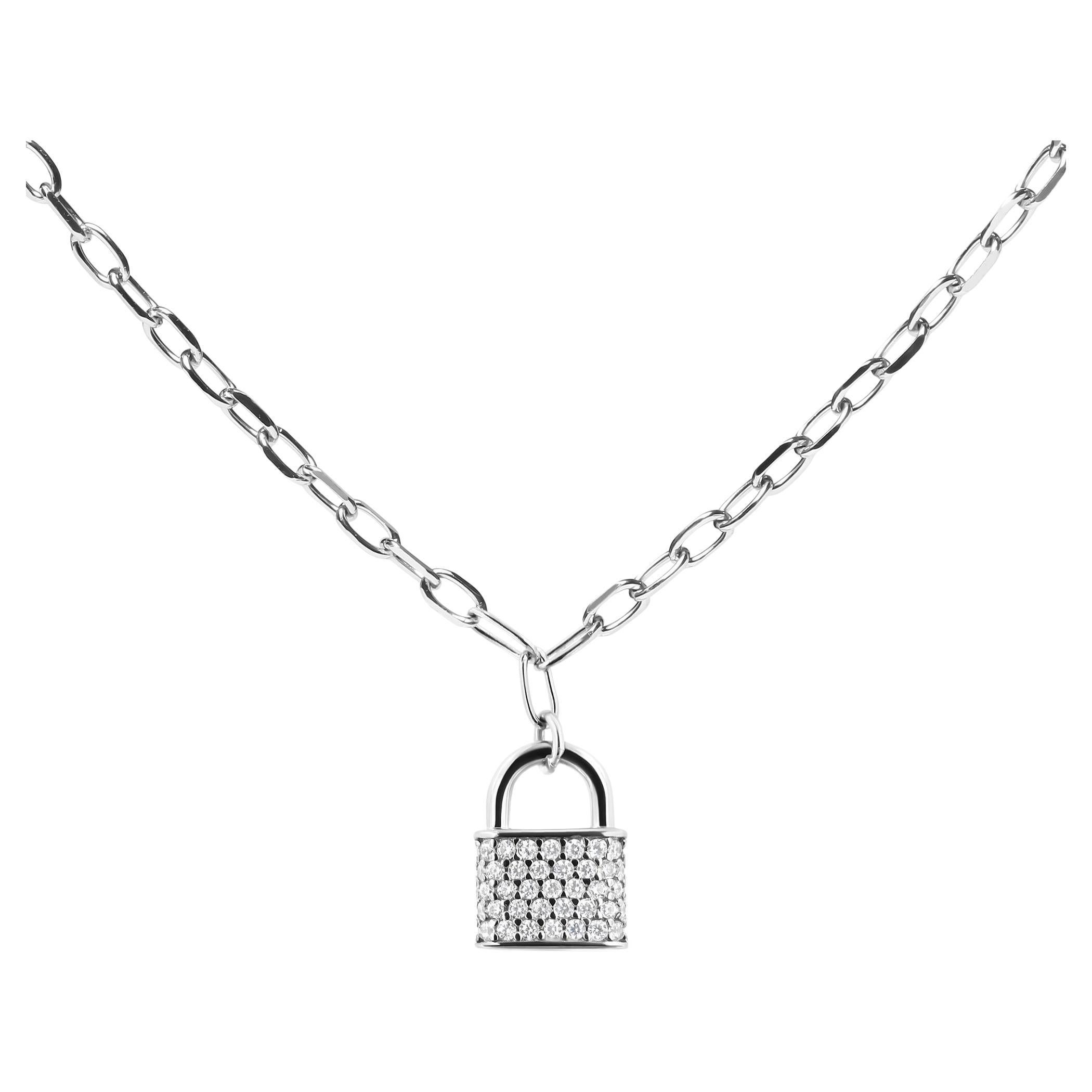Collana con ciondolo in argento sterling da 1/4 di carato con catena a graffetta