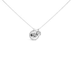 Sterlingsilber 1/4 Karat Gesamtkaratgewicht Weißer & Schwarzer Diamant Pitbull Hund Medaillon Halskette