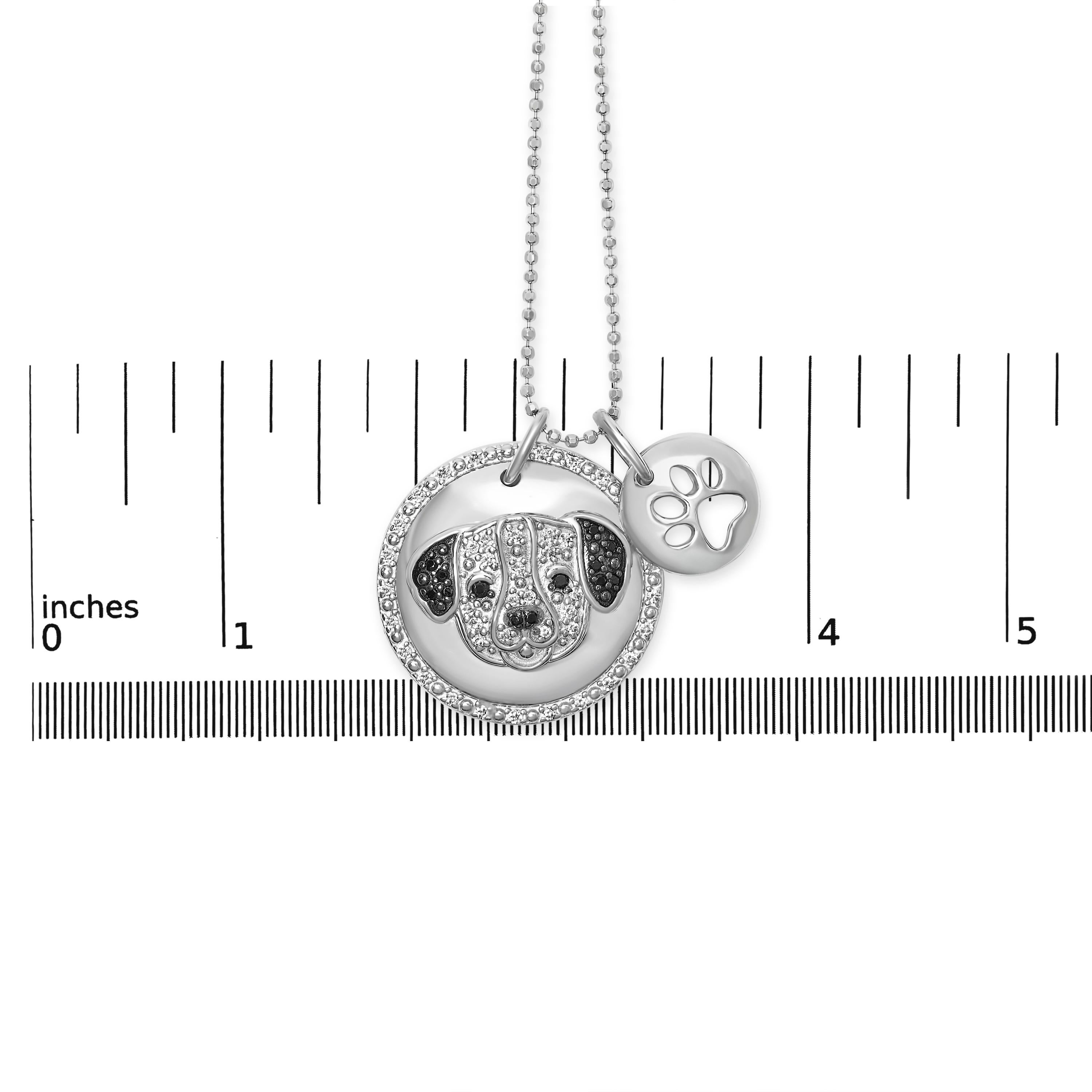 Donna Collana con medaglione in argento sterling con diamanti bianchi e neri da 1/4 di carato di Pitbull in vendita