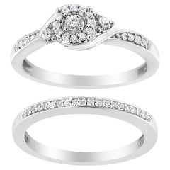 Sterling Silver 1/4ct Diamond Halo and Swirl Engagement Ring
Wedding Band Set Sterling Silver 1/4ct Diamond Halo and Swirl Engagement Ring
Wedding Band Set