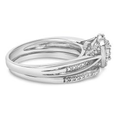 Set da sposa in argento sterling con diamanti per un totale di 1/5 carati e motivo a cuore