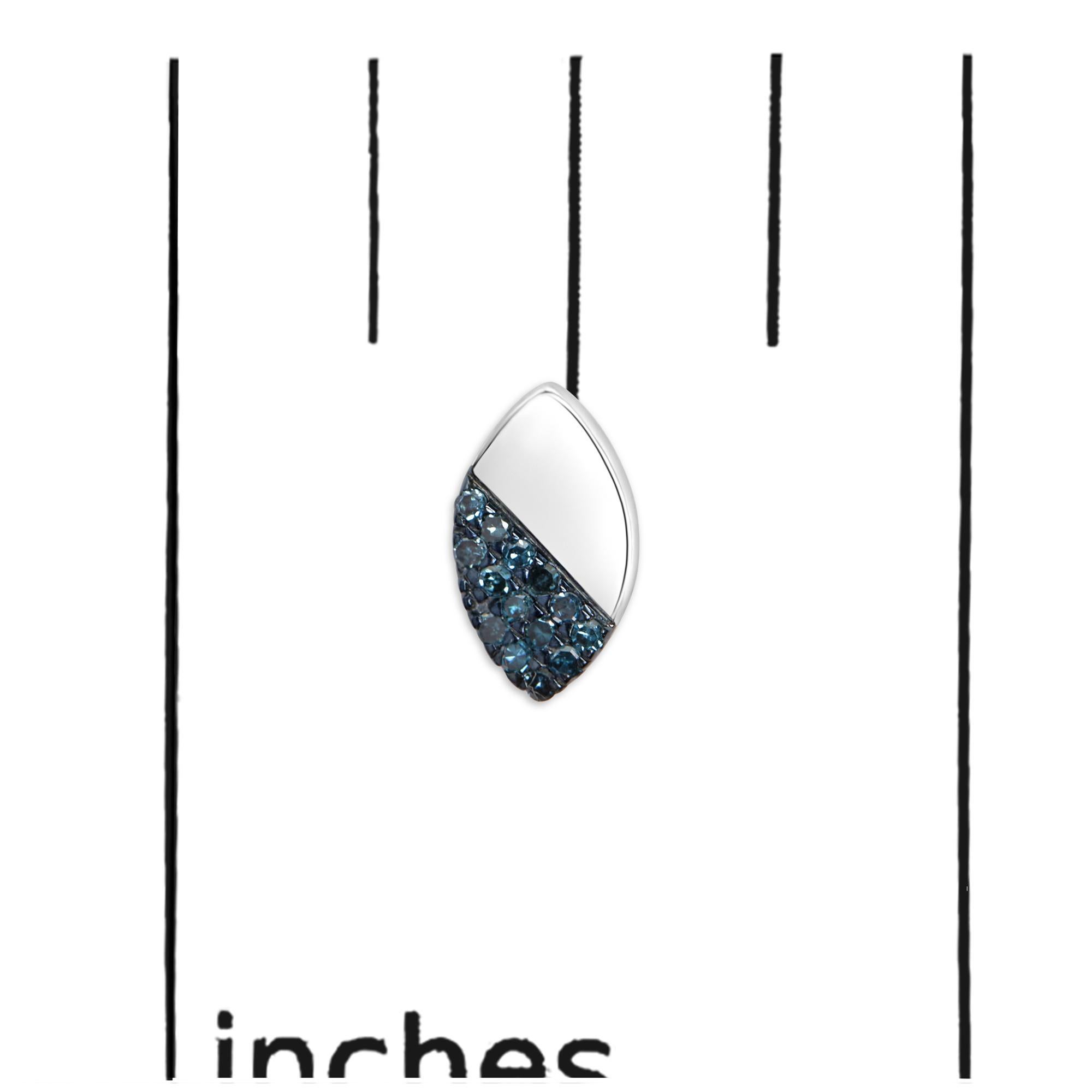Orecchini a pera in argento sterling con diamante blu da 1/6 cttw e lucidatura a specchio In condizioni Nuovo in vendita a New York, NY