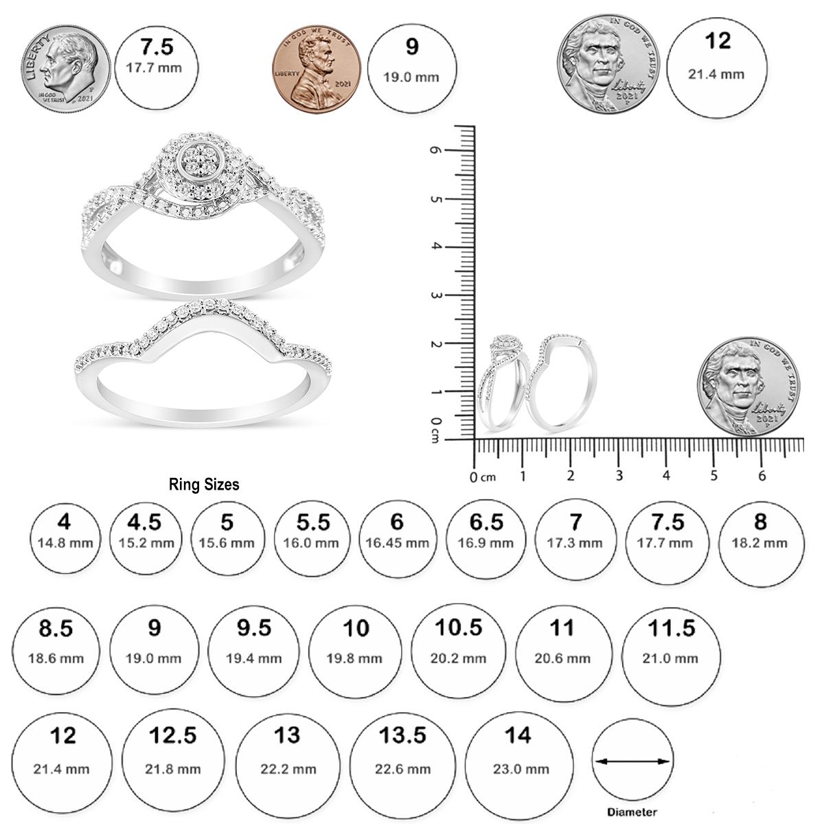 Sterling Silver 1/6 Cttw Diamond Composite Halo and Split Shank Bridal Set Ring In New Condition For Sale In New York, NY