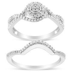 Sterling Silber 1/6 Cttw Diamond Composite Halo und Split Shank Bridal Set Ring