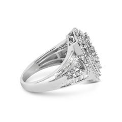 Sterling Silver 1 Cttw Diamond Pear-Shaped Triple Halo Cluster Ring