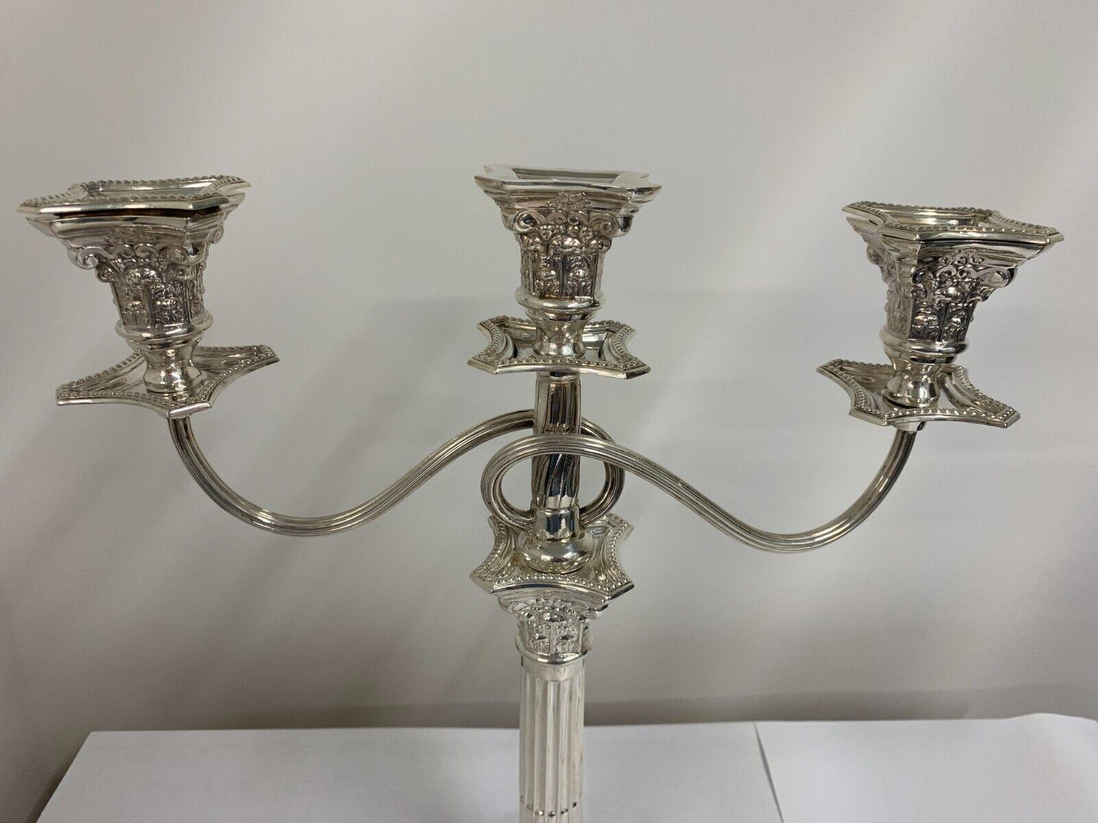 Sterling Silver 1 or 3 Branch Corinthian Candelabra by Taite & Sons, 1958 For Sale 6
