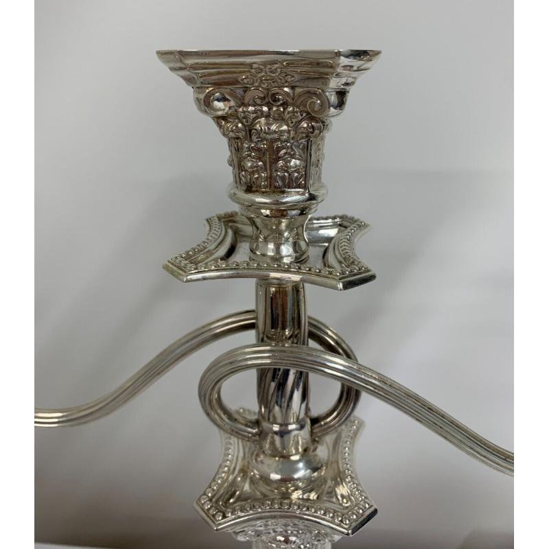 Sterling Silver 1 or 3 Branch Corinthian Candelabra by Taite & Sons, 1958 For Sale 8