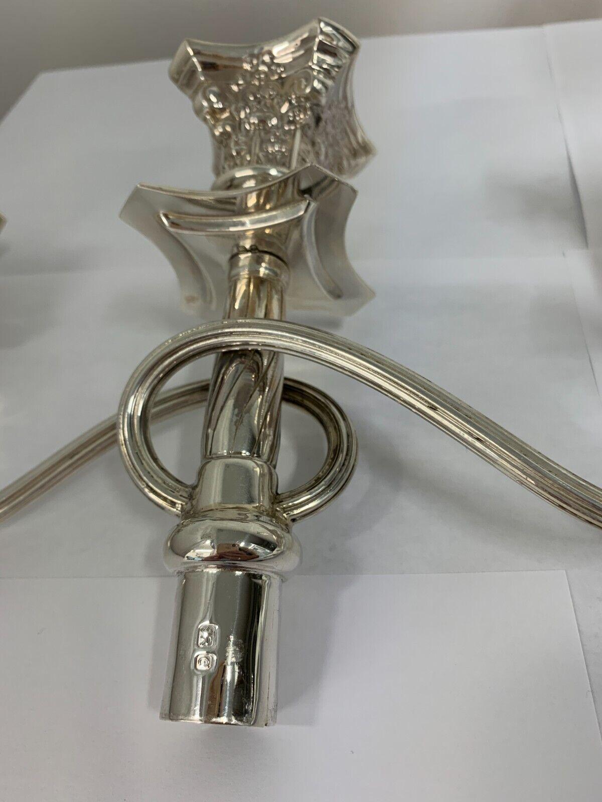 Sterling Silver 1 or 3 Branch Corinthian Candelabra by Taite & Sons, 1958 For Sale 9