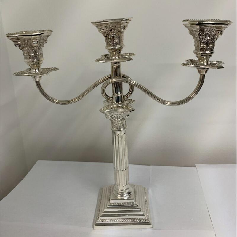 Women's or Men's Sterling Silver 1 or 3 Branch Corinthian Candelabra by Taite & Sons, 1958 For Sale