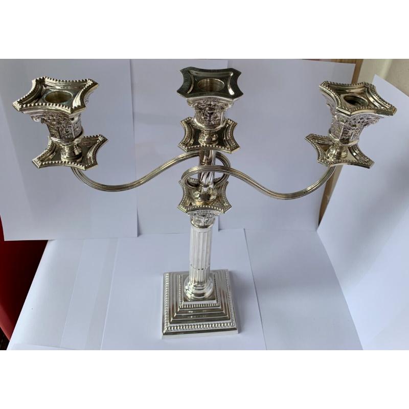 Sterling Silver 1 or 3 Branch Corinthian Candelabra by Taite & Sons, 1958 For Sale 1