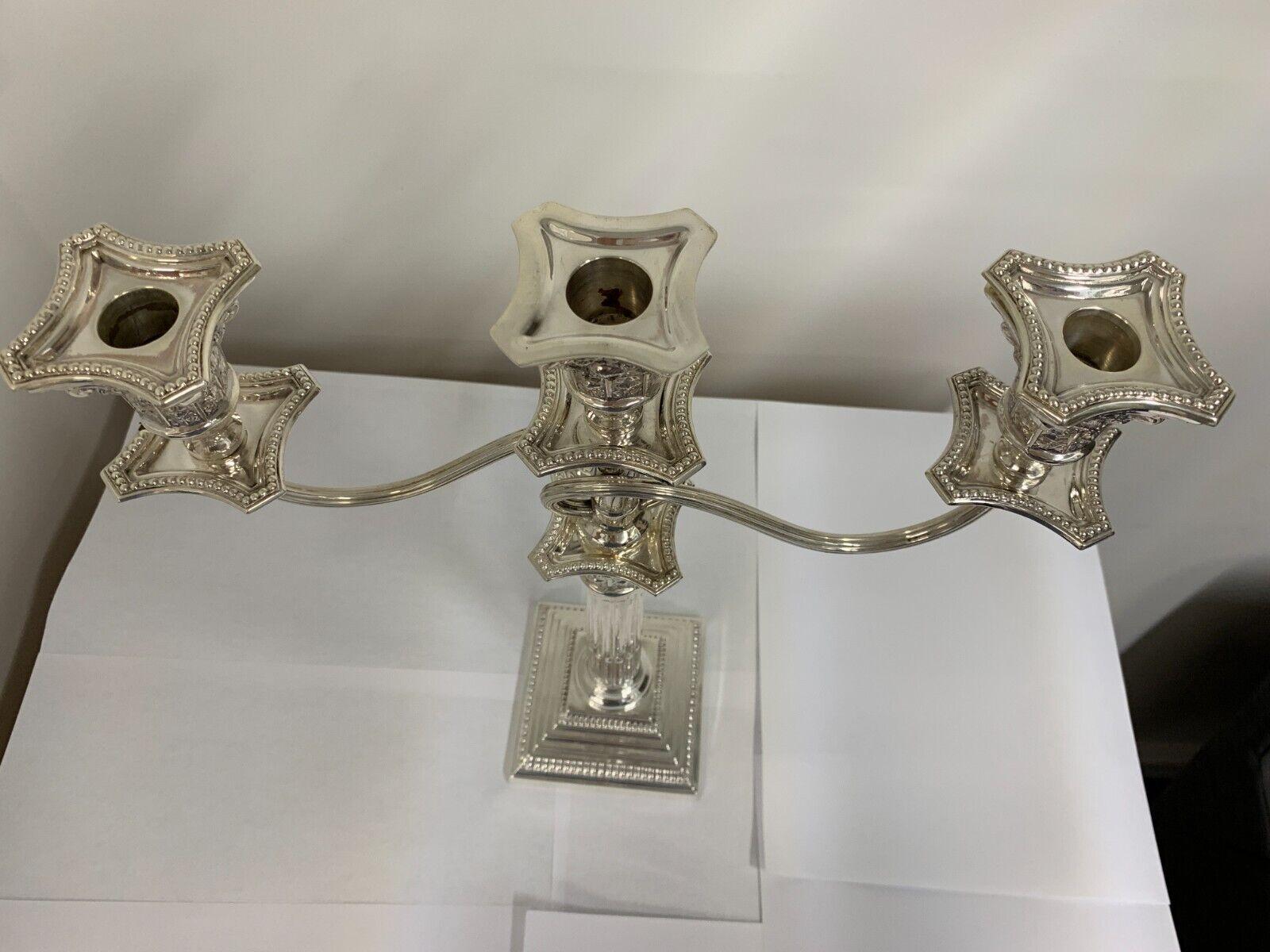 Sterling Silver 1 or 3 Branch Corinthian Candelabra by Taite & Sons, 1958 For Sale 4