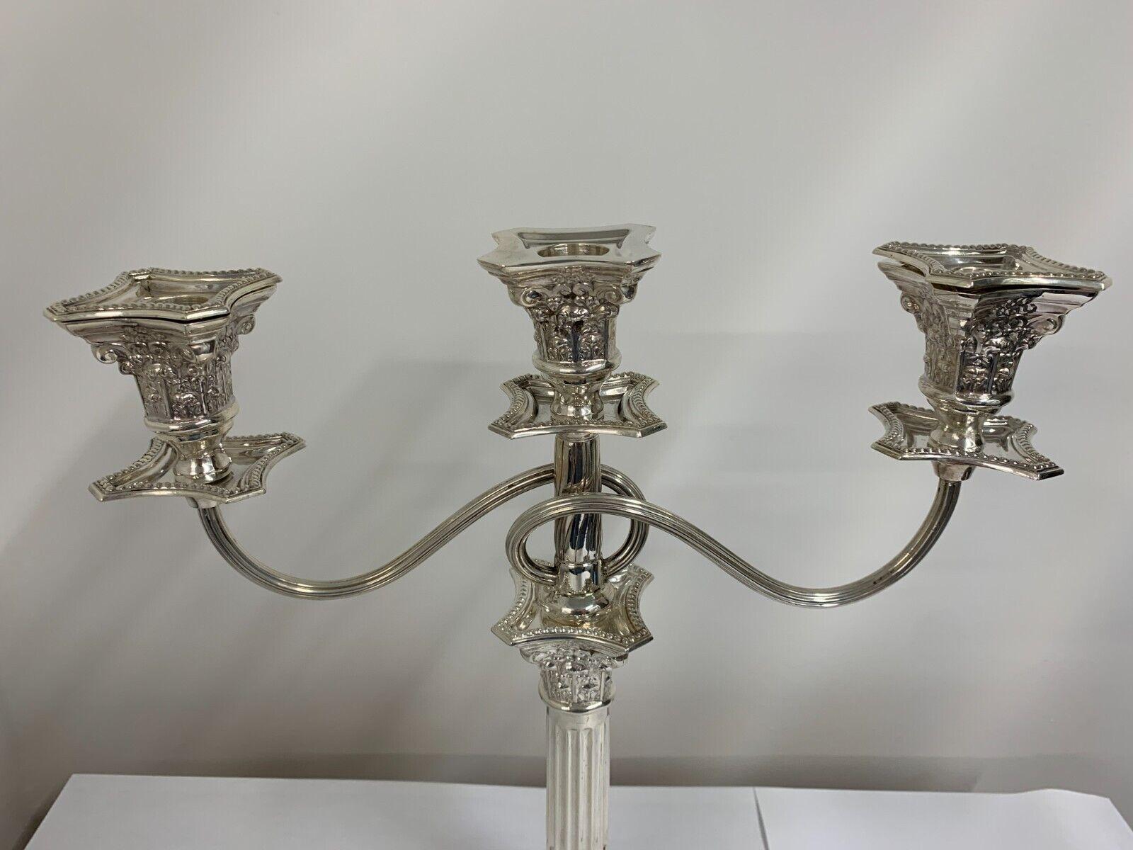 Sterling Silver 1 or 3 Branch Corinthian Candelabra by Taite & Sons, 1958 For Sale 5