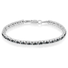 Sterling Silver 1.0 Carat Color Treated Double-Link Diamond Tennis Bracelet