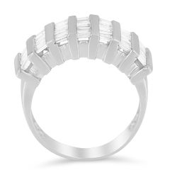 Sterling Silver 1.0 Carat Multi-Row Baguette Diamond Ring