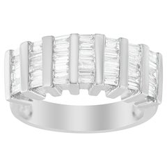 Sterling Silver 1.0 Carat Multi-Row Baguette Diamond Ring