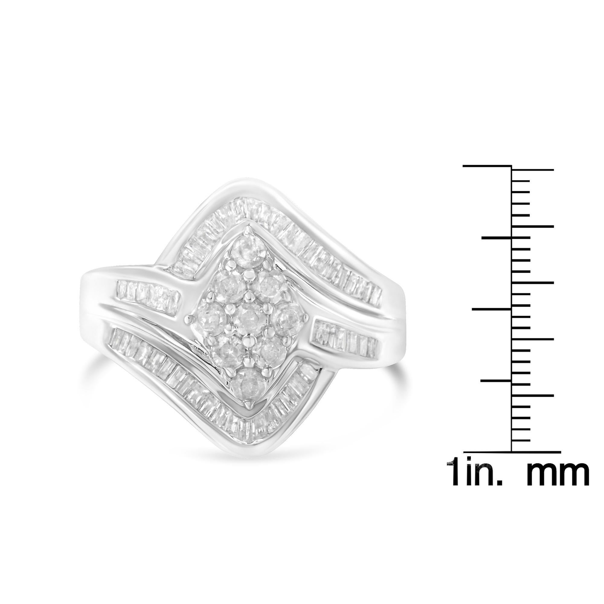 Anillo de compromiso o cóctel de plata de ley con diamantes de 1,0 qt  4