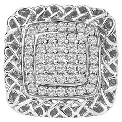 Sterling Silver 1.0 Cttw Diamond Celtic Knot Cocktail Ring