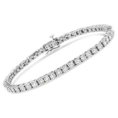Sterling Silver 1.0 Cttw Miracle-Set Diamond Round Faceted Bezel Tennis Bracelet