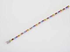 Sterling Silver 11.90ctw Oval Multi-Stone Tennis Bracelet, 7.5in