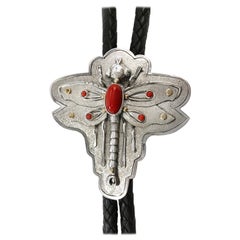 Sterling Silver 14 Karat Coral Dragonfly Bolo