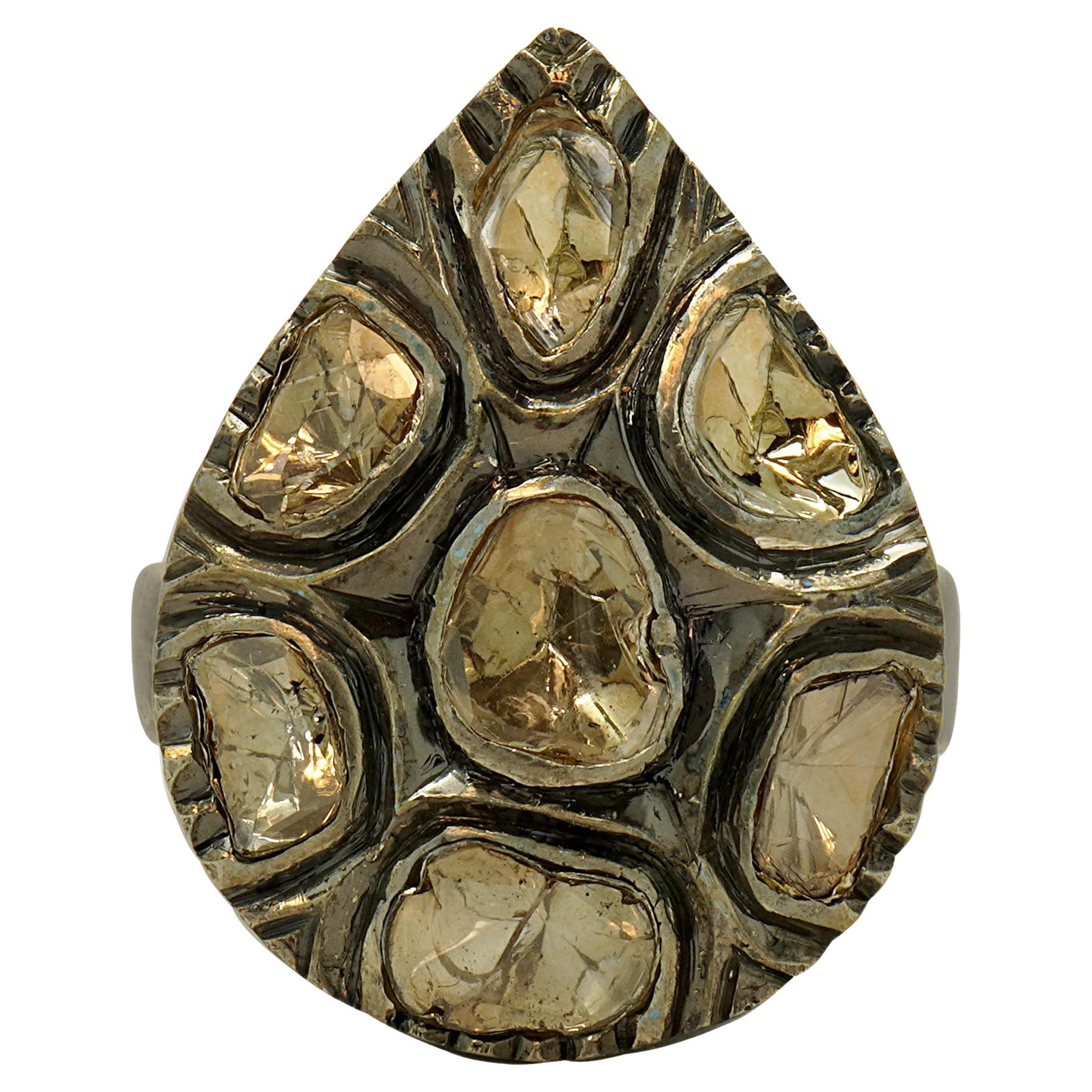 Sterling Silver & 14 Karat Sliced Diamond Cocktail Ring