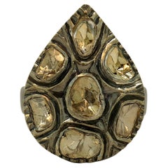Sterling Silver & 14 Karat Sliced Diamond Cocktail Ring