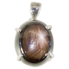 Sterling Silver 14.76ct Black Star Sapphire Fine Statement Pendant