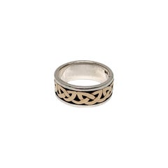Sterling Silver 14K Gold Accent Celtic Knot Band Ring Size 8 #16693