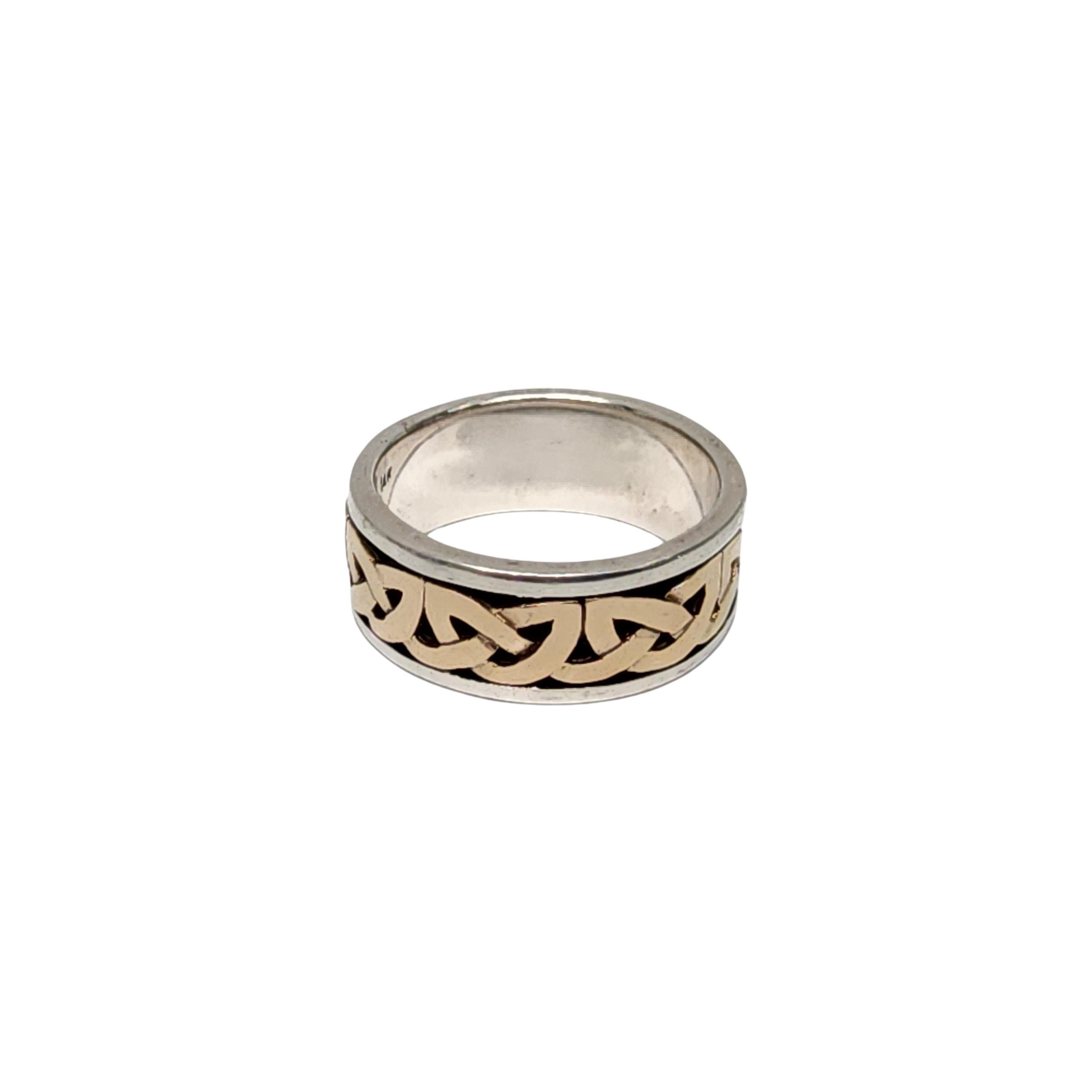 Sterling Silber 14K Gold Akzent Celtic Knotenband Ring Größe 8 #16693 Damen im Angebot