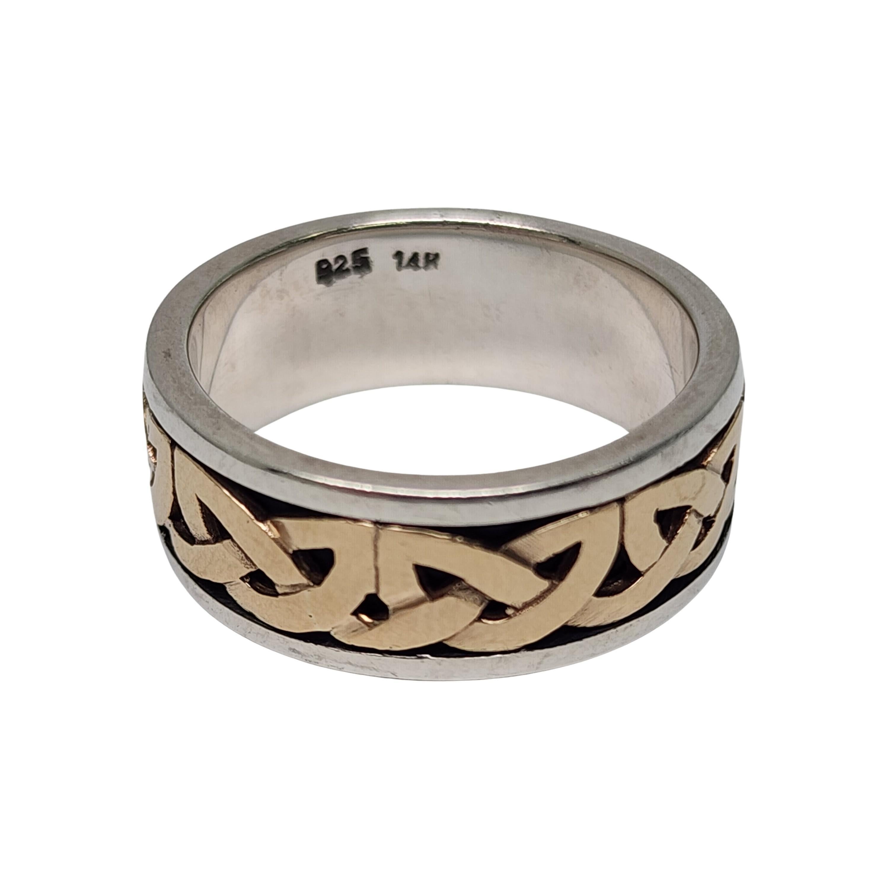 Sterling Silber 14K Gold Akzent Celtic Knotenband Ring Größe 8 #16693 im Angebot 2