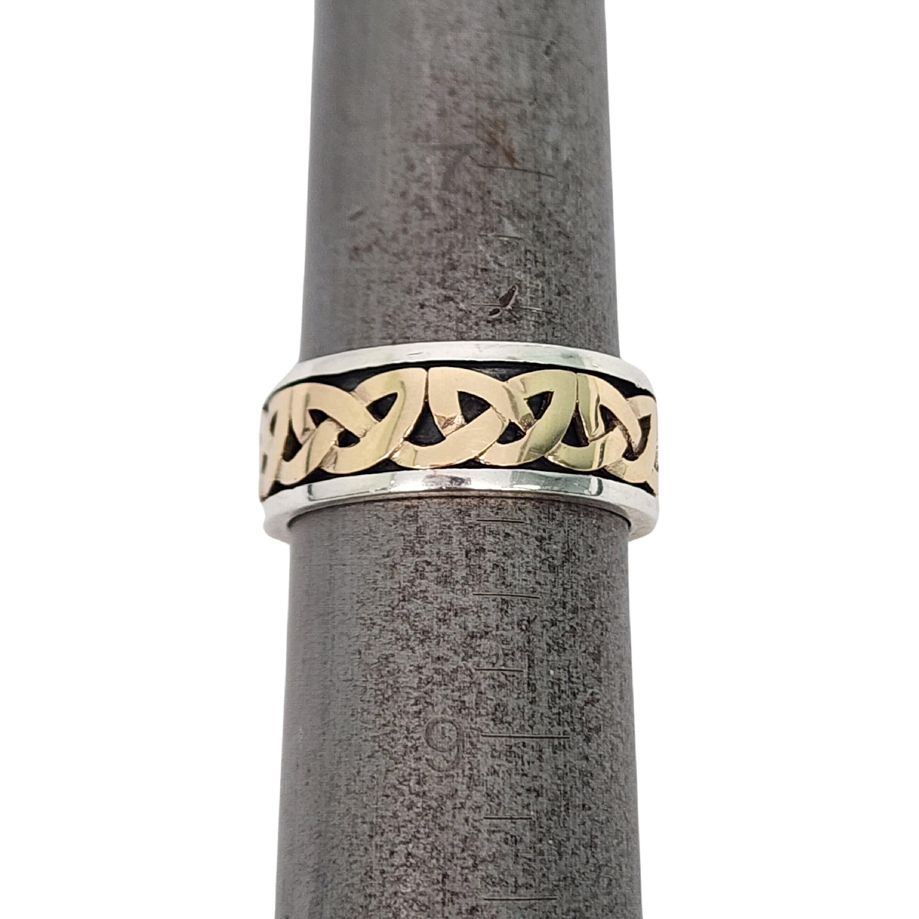 Sterling Silber 14K Gold Akzent Celtic Knotenband Ring Größe 8 #16693 im Angebot 4